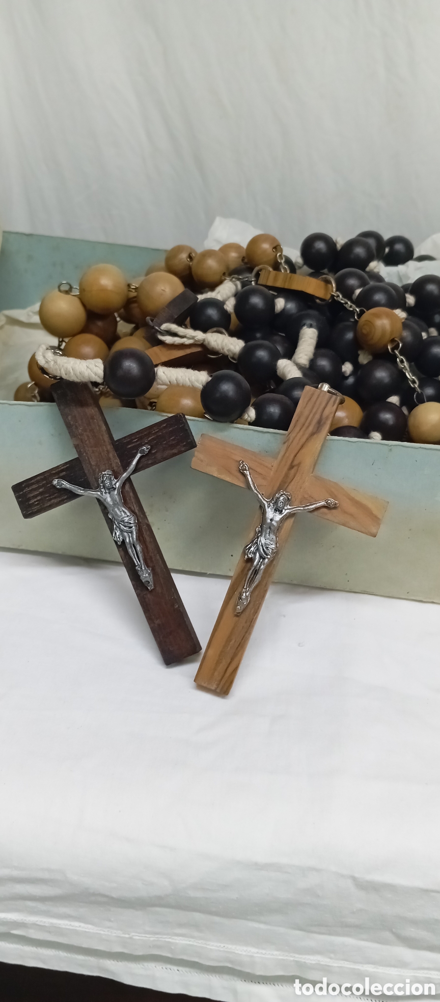 Antig&uuml;edades: 3 ROSARIOS DE MADERA DEL SIGLO XX - Foto 24