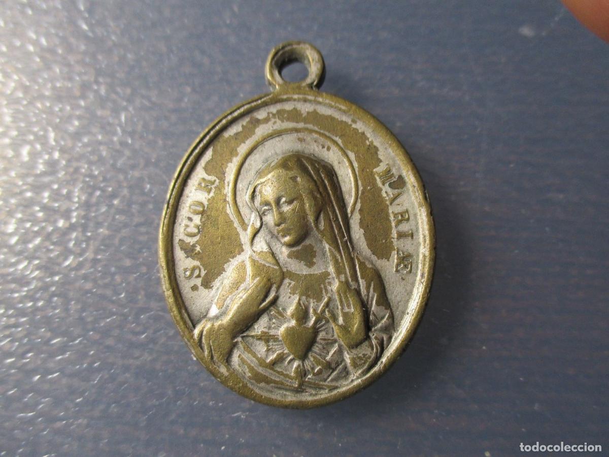 Antig&uuml;edades: MEDALLA RELIGIOSA CORAZON DE JESUS / CORAZON DE MARIA - Foto 3