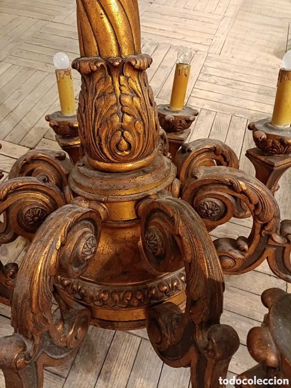 Antig&uuml;edades: Gran l&aacute;mpara chandelier de madera - Foto 3