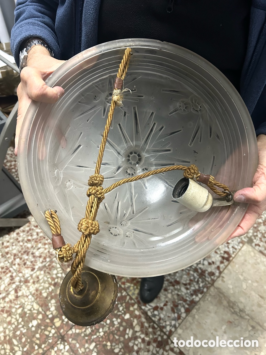 Antig&uuml;edades: L&aacute;mpara vintage de techo de cristal - Foto 2