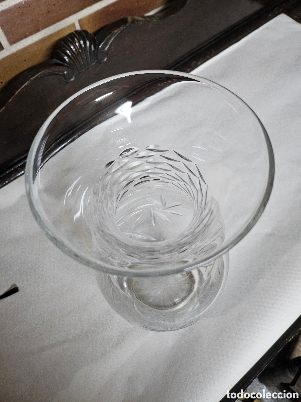 Antig&uuml;edades: Jarron de cristal tallado con pie de plata - Foto 3