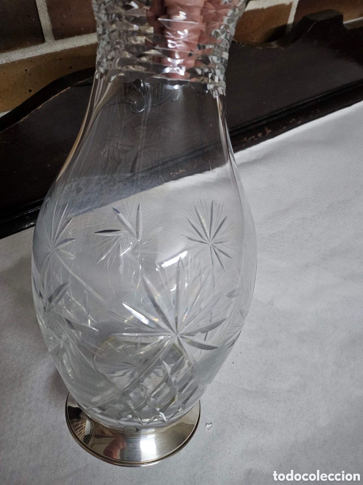 Antig&uuml;edades: Jarron de cristal tallado con pie de plata - Foto 5