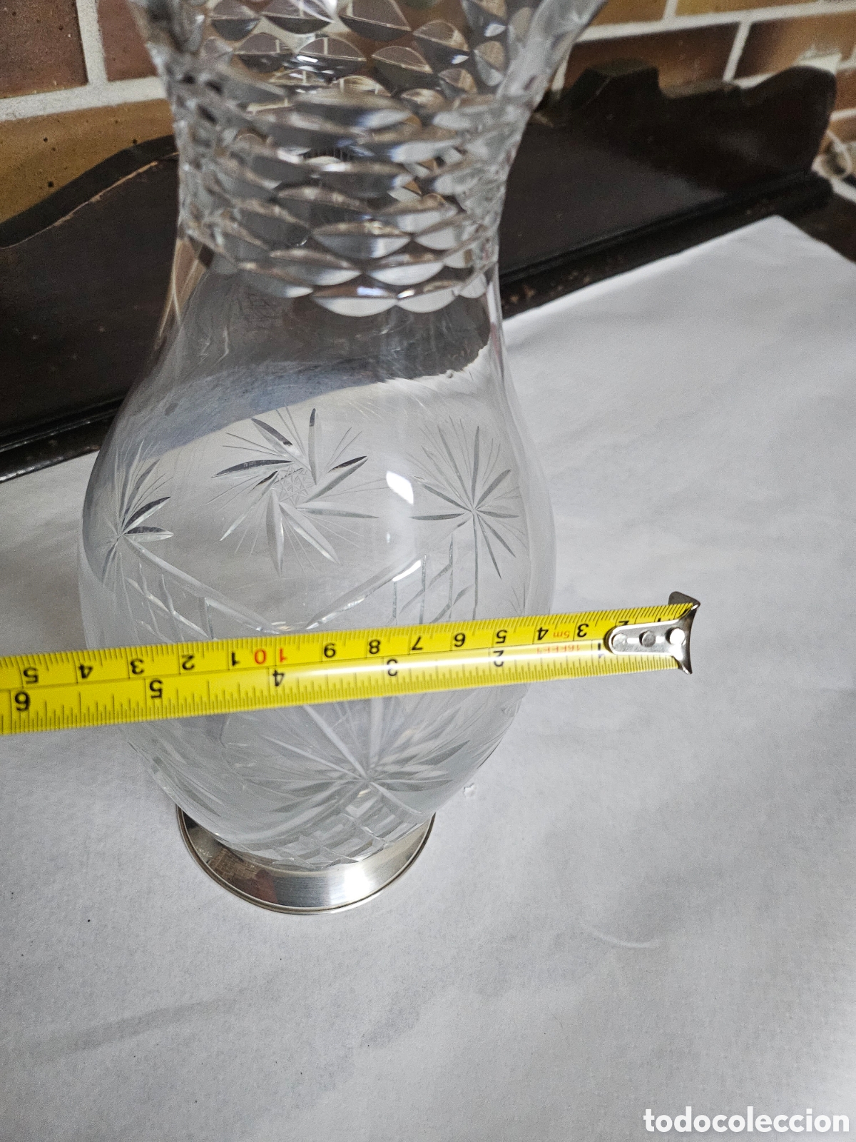 Antig&uuml;edades: Jarron de cristal tallado con pie de plata - Foto 8