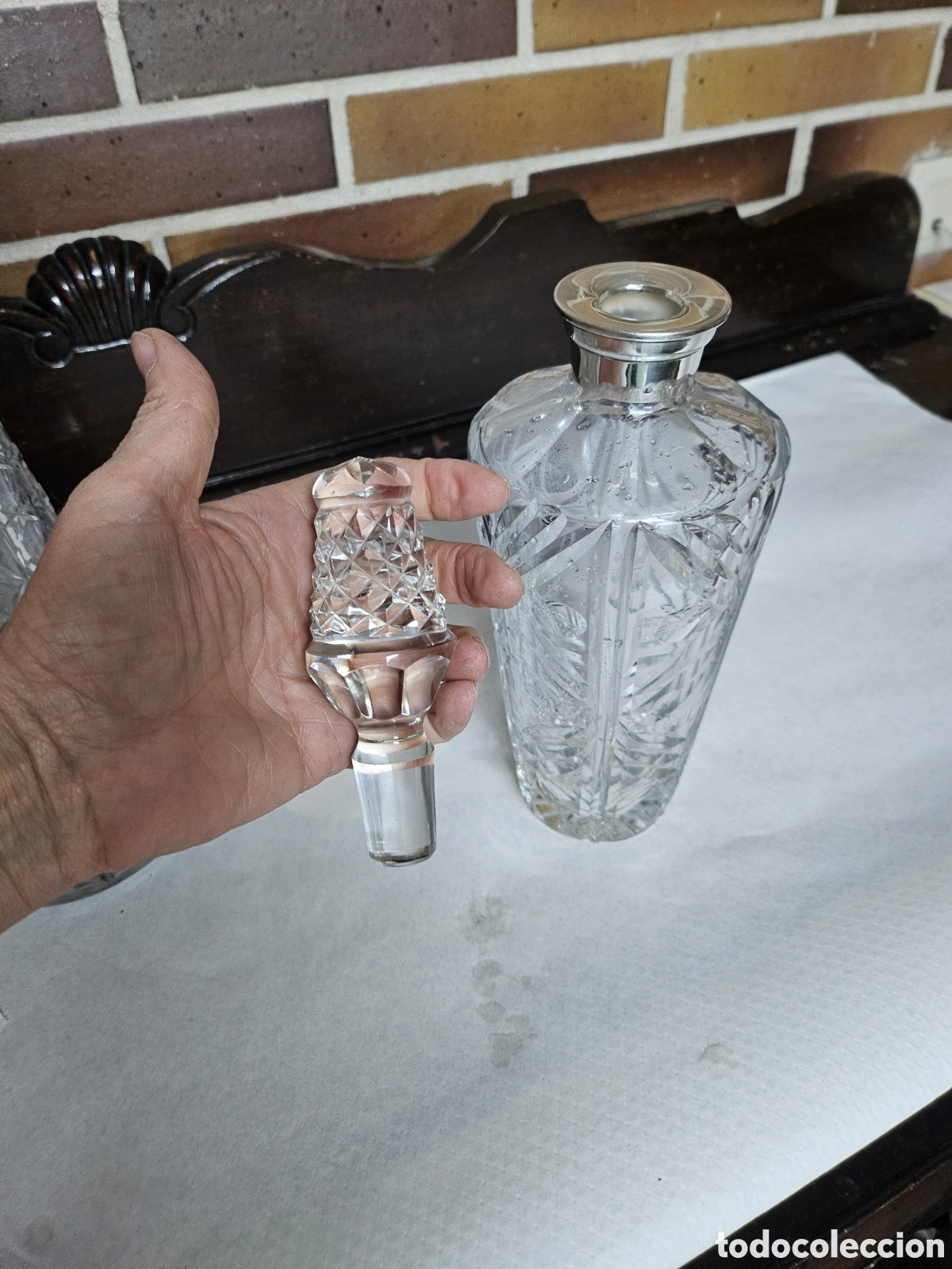 Antig&uuml;edades: licorera antigua cuello de plata - Foto 2
