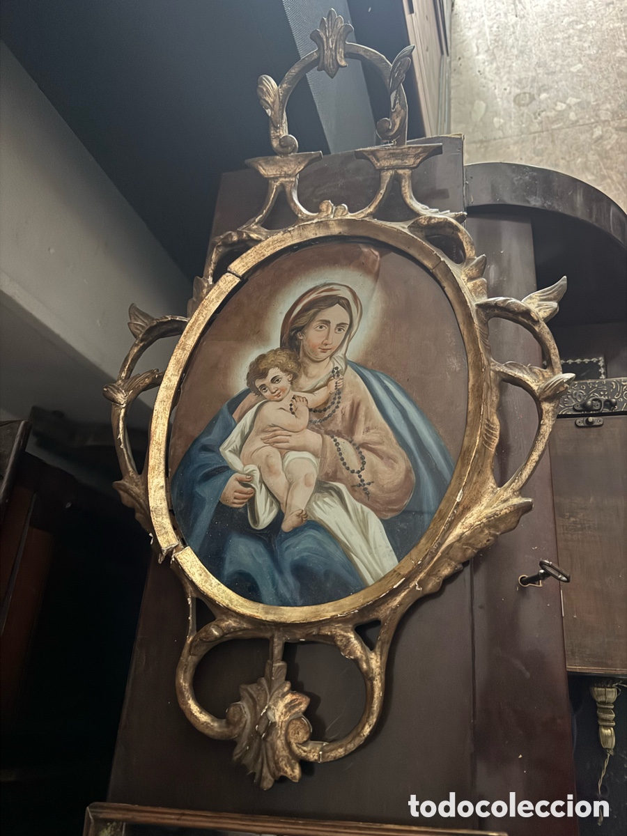 Antig&uuml;edades: Cornucopia con cristal pintado siglo XVIII - Foto 1