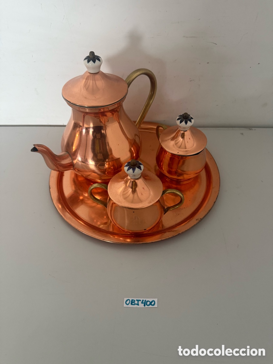 Antig&uuml;edades: Antiguo Juego de caf&eacute; en cobre - Foto 2