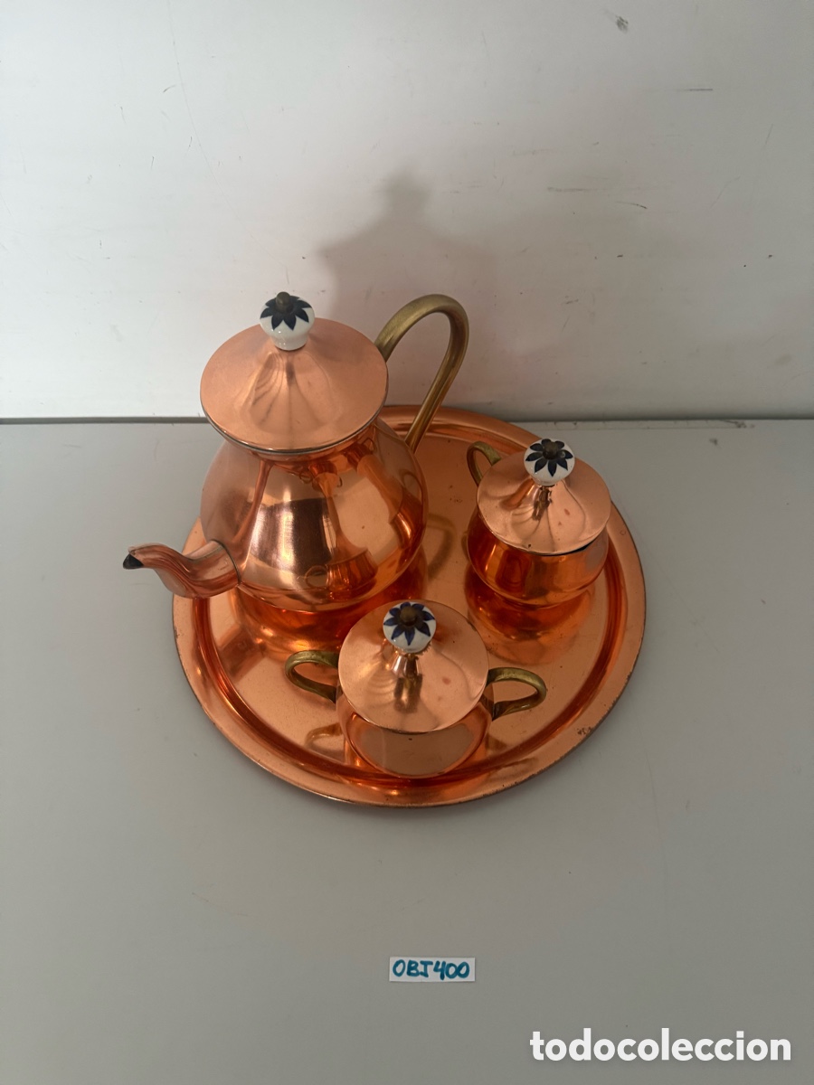 Antig&uuml;edades: Antiguo Juego de caf&eacute; en cobre - Foto 3