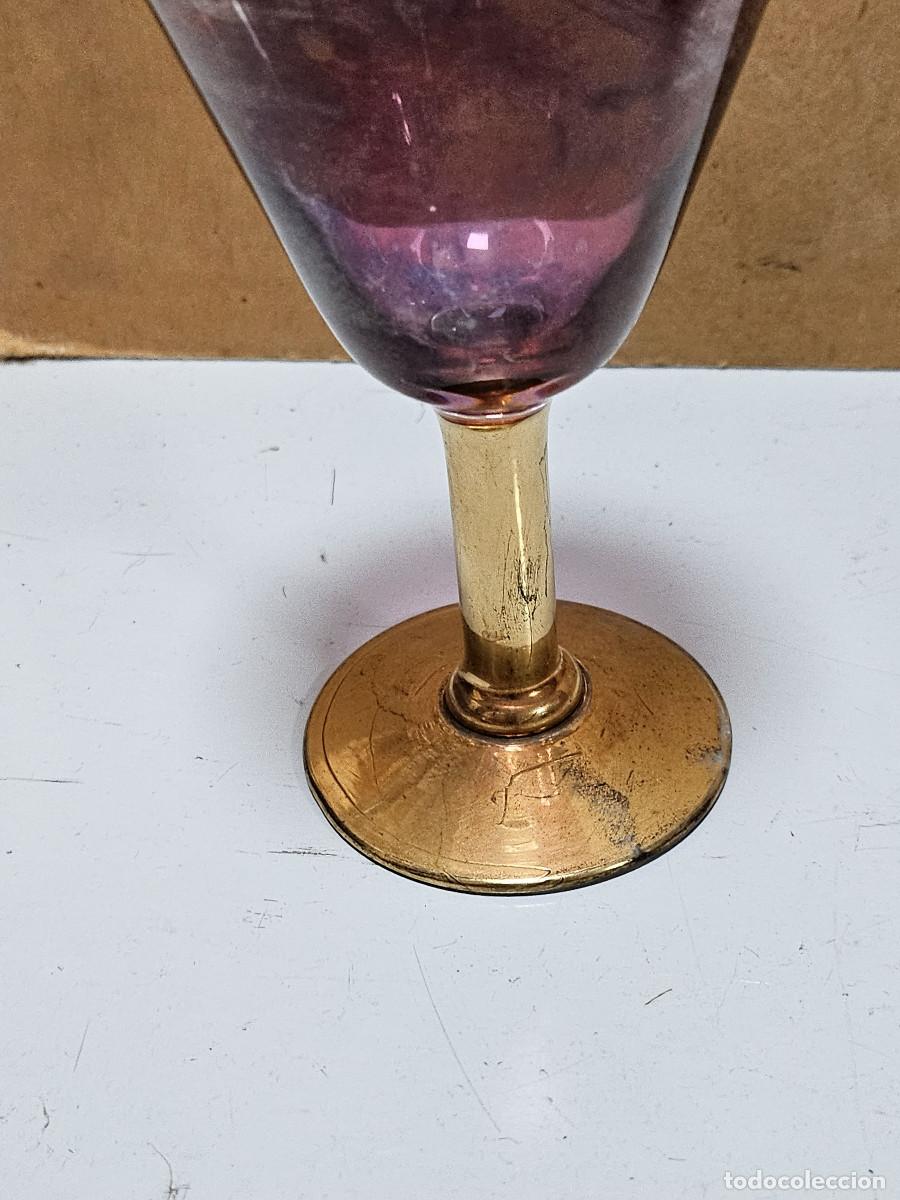 Antig&uuml;edades: copa de cristal dorado - Foto 2