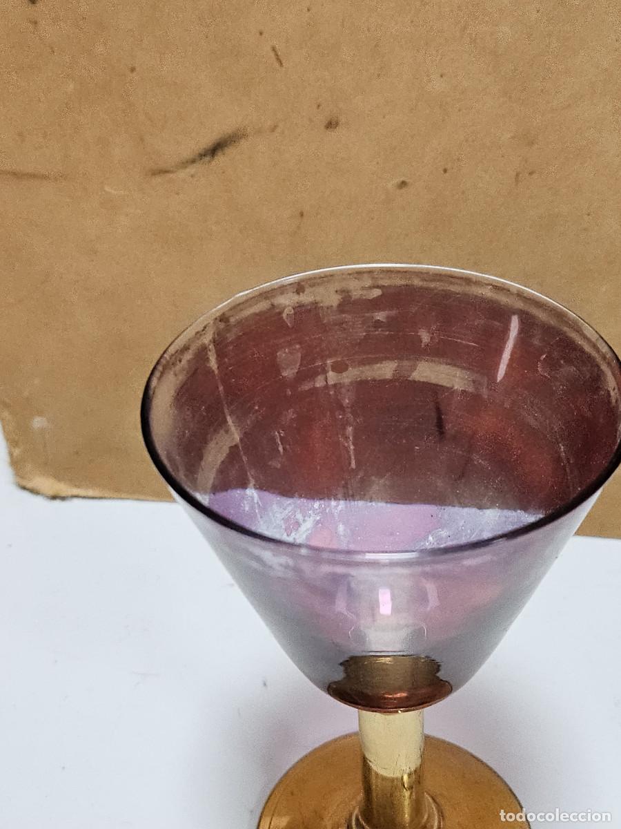 Antig&uuml;edades: copa de cristal dorado - Foto 3