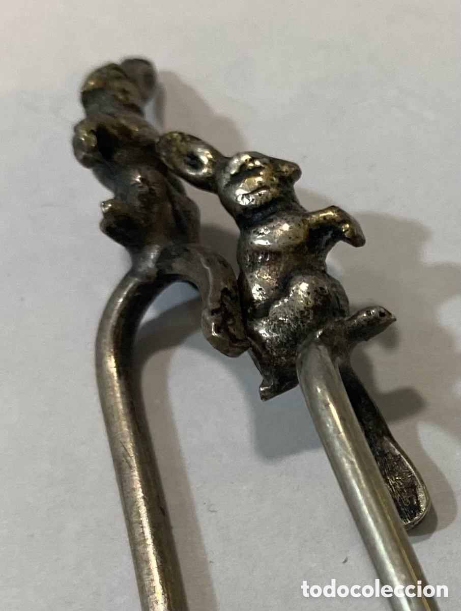 Antig&uuml;edades: Conjunto de cinco palillos en plata 800 contrastada - Foto 5