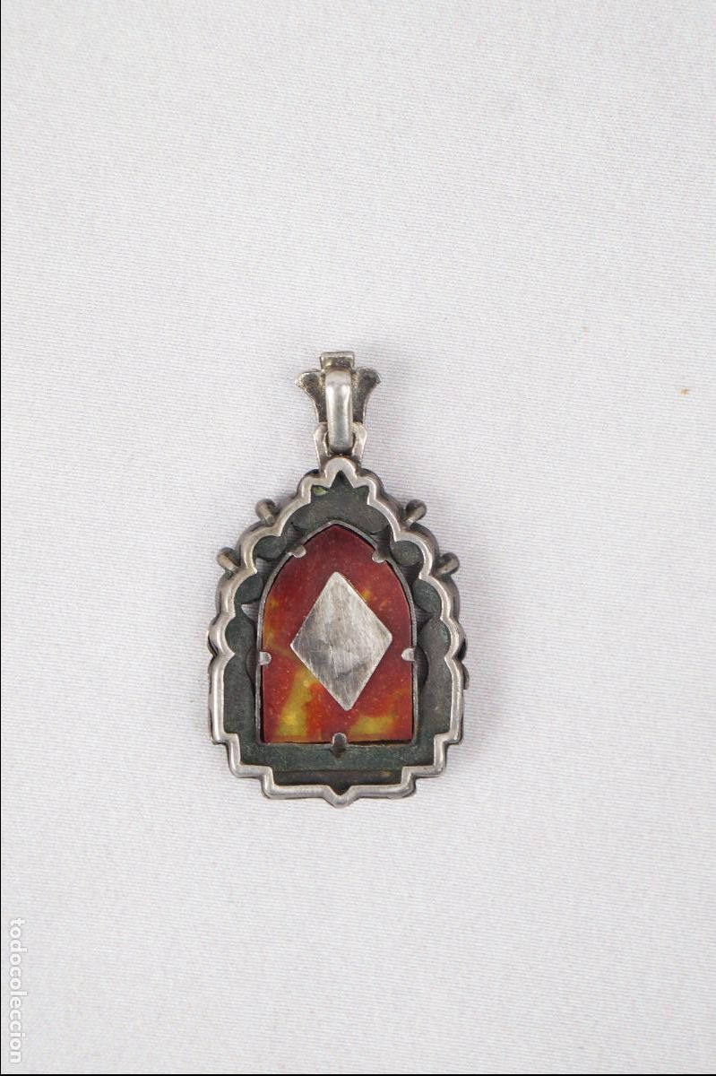 Antig&uuml;edades: Preciosa medalla devocional de plata - n&aacute;car - oro - Foto 3