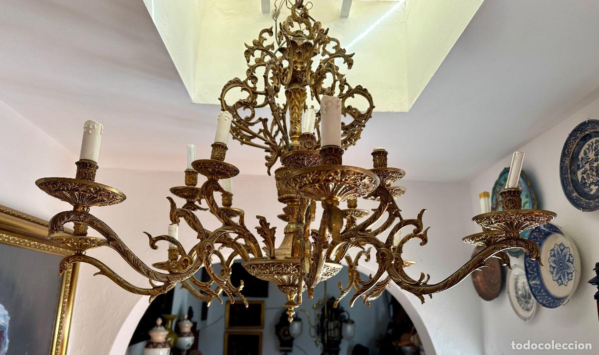 Antig&uuml;edades: L&aacute;mpara antigua de bronce - Foto 1