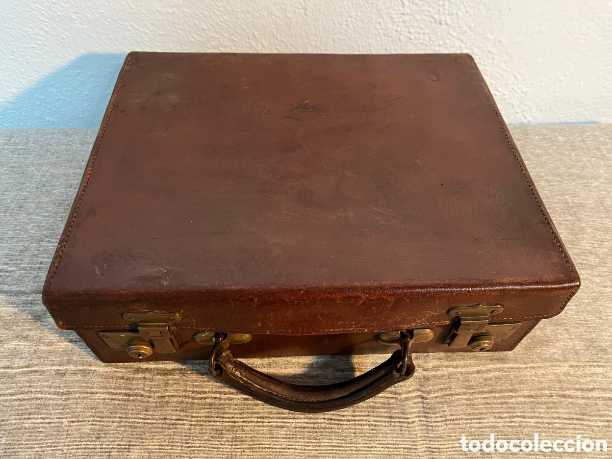 Antig&uuml;edades: Maleta de cuero antigua - Foto 10