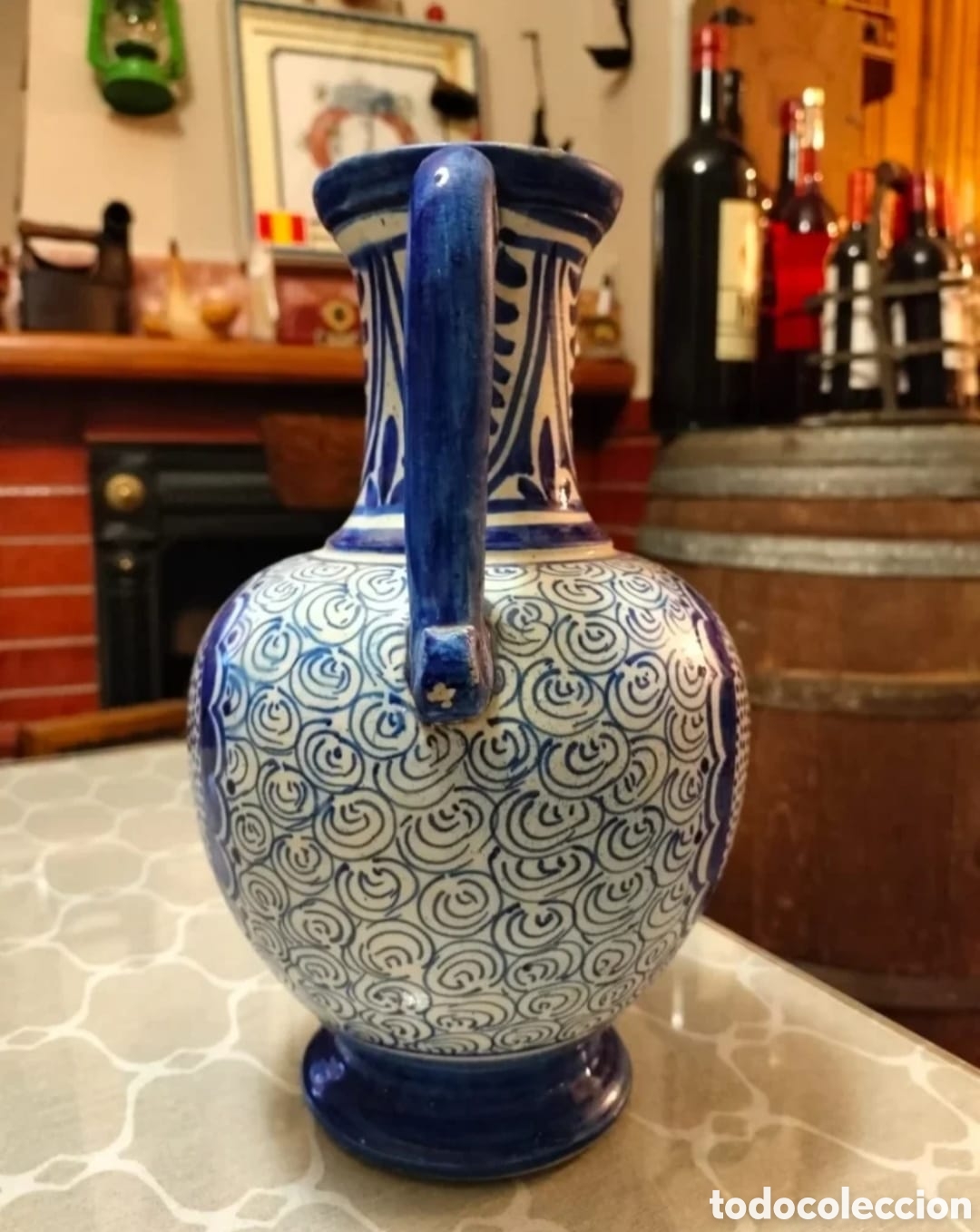 Antig&uuml;edades: Jarr&oacute;n de Manises en blanco y azul - Foto 2