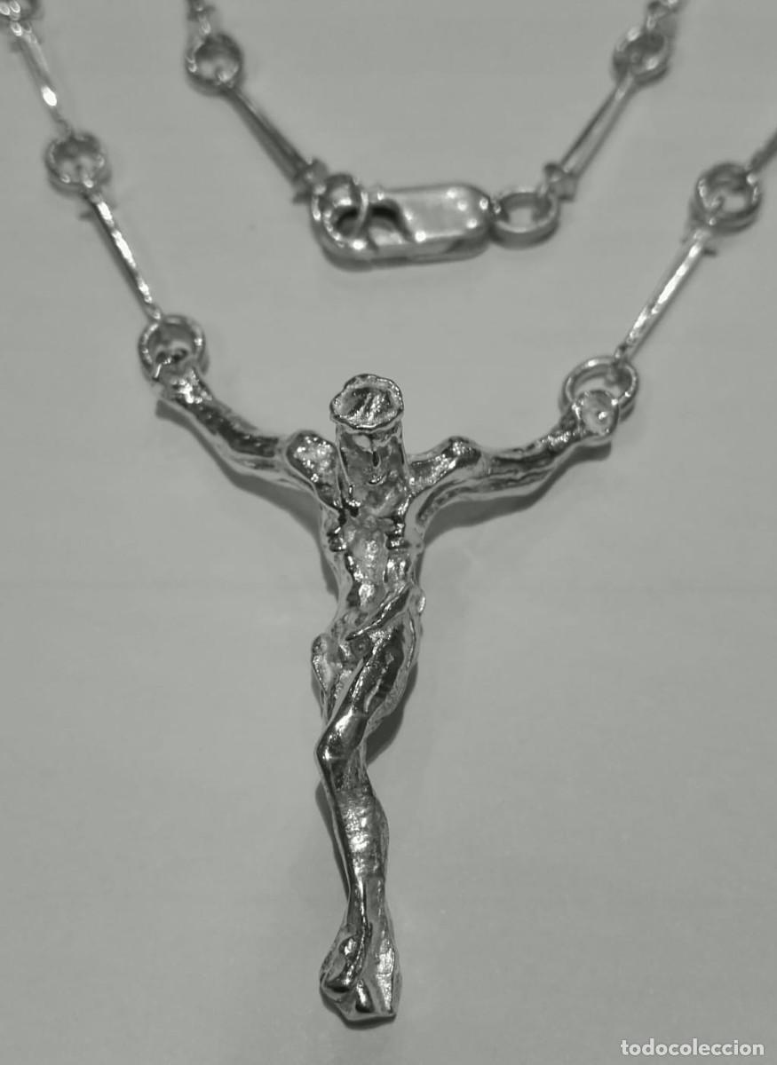 Antig&uuml;edades: cristo dali con cadena de clavos en plata de ley - 50cms - Foto 3