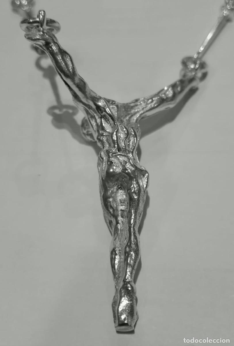 Antig&uuml;edades: cristo dali con cadena de clavos en plata de ley - 50cms - Foto 4