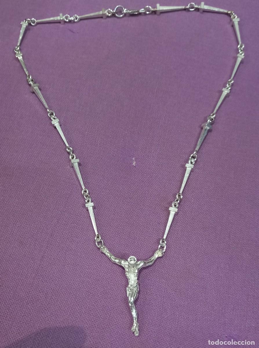 Antig&uuml;edades: cristo dali con cadena de clavos en plata de ley - 50cms - Foto 7