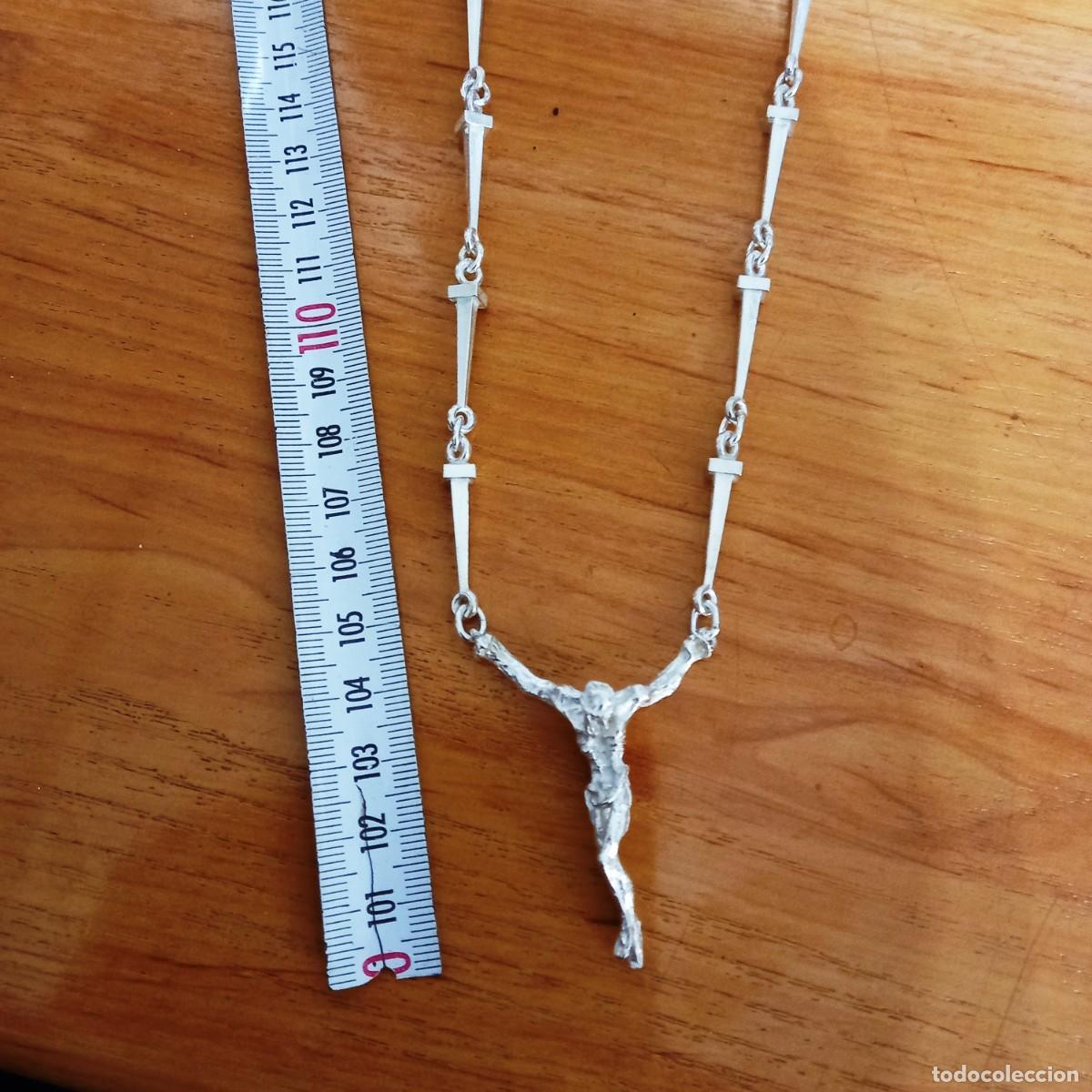 Antig&uuml;edades: cristo dali con cadena de clavos en plata de ley - 50cms - Foto 9