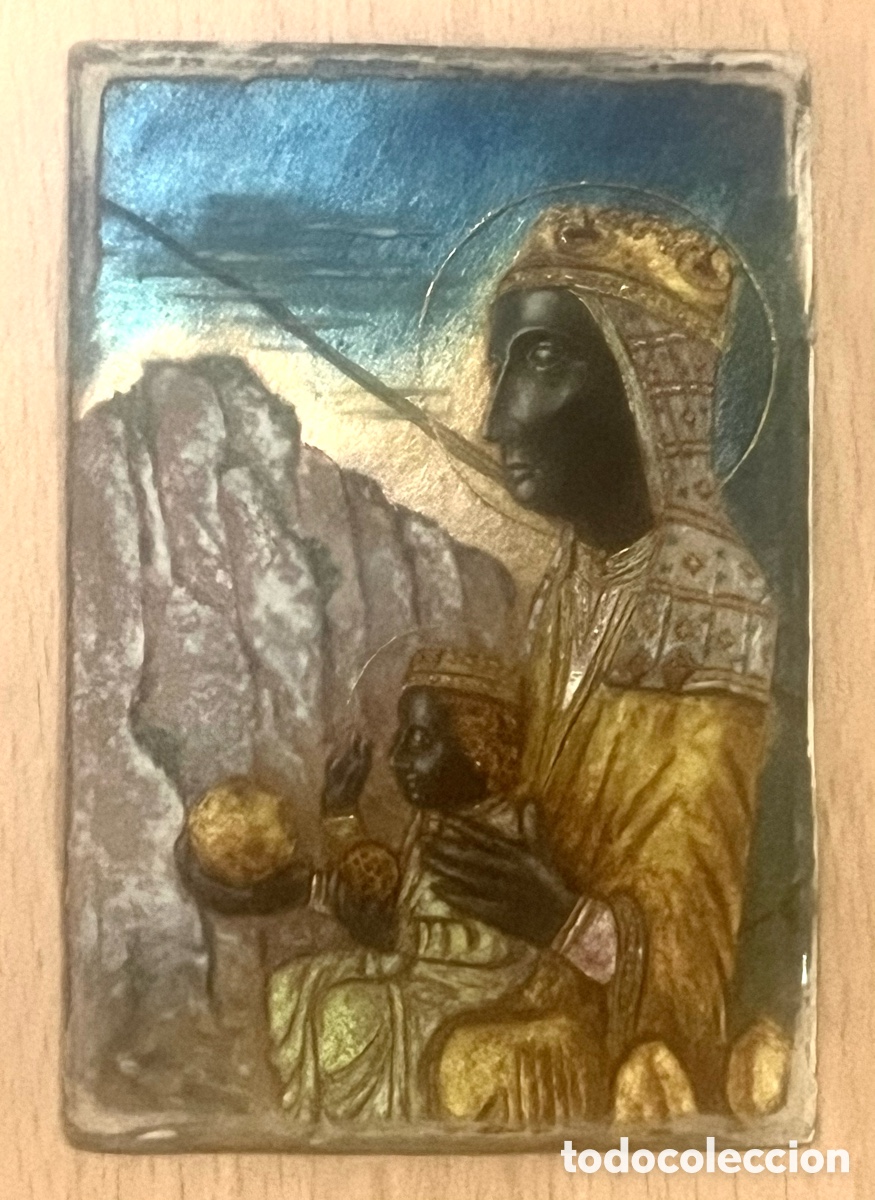 Antig&uuml;edades: ESMALTE VIRGEN DE MONTSERRAT, MARCO DE PLATA - Foto 2