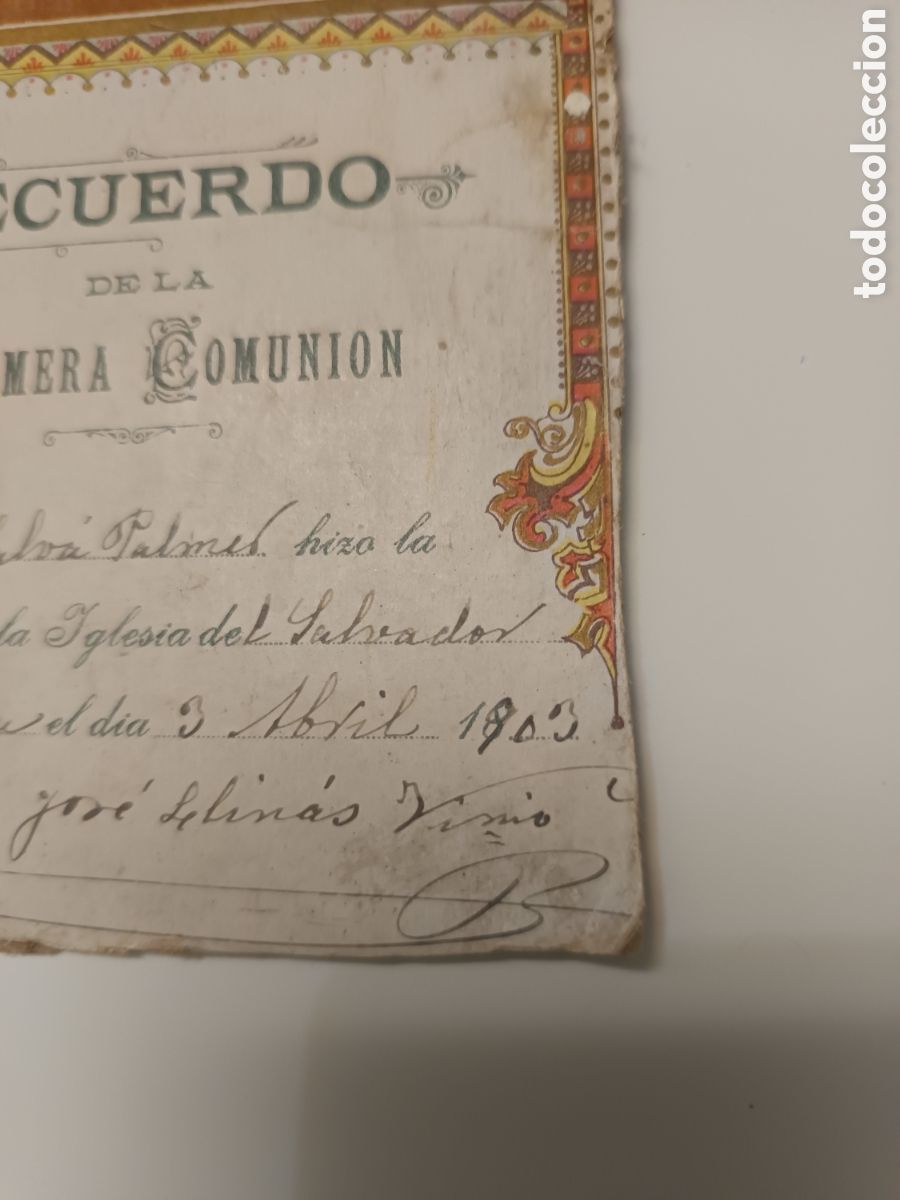 Antig&uuml;edades: Recuerdo de la Primera comuni&oacute;n 1903 - Foto 2
