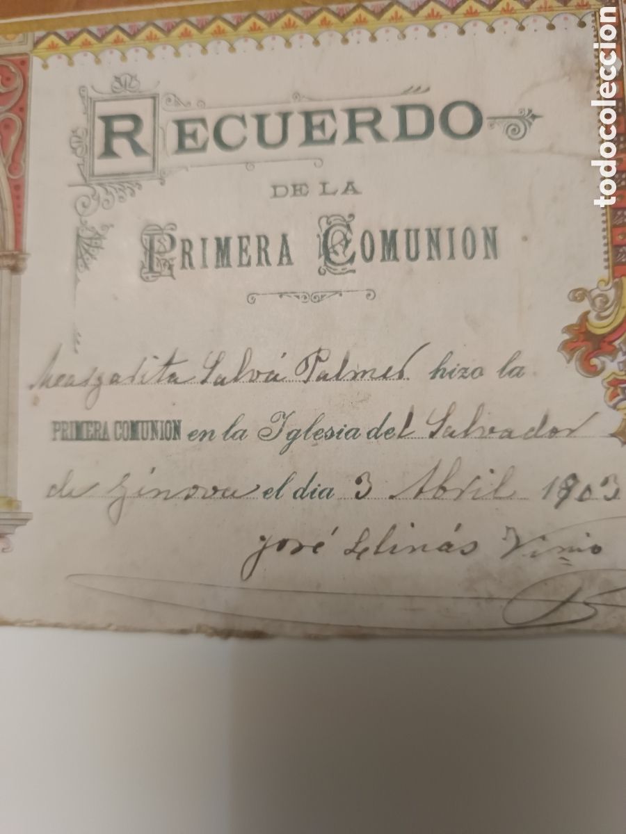 Antig&uuml;edades: Recuerdo de la Primera comuni&oacute;n 1903 - Foto 7