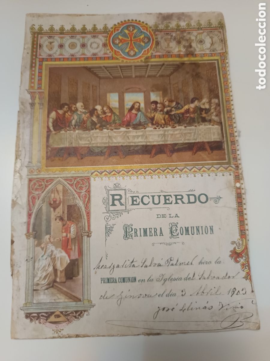 Antig&uuml;edades: Recuerdo de la Primera comuni&oacute;n 1903 - Foto 1