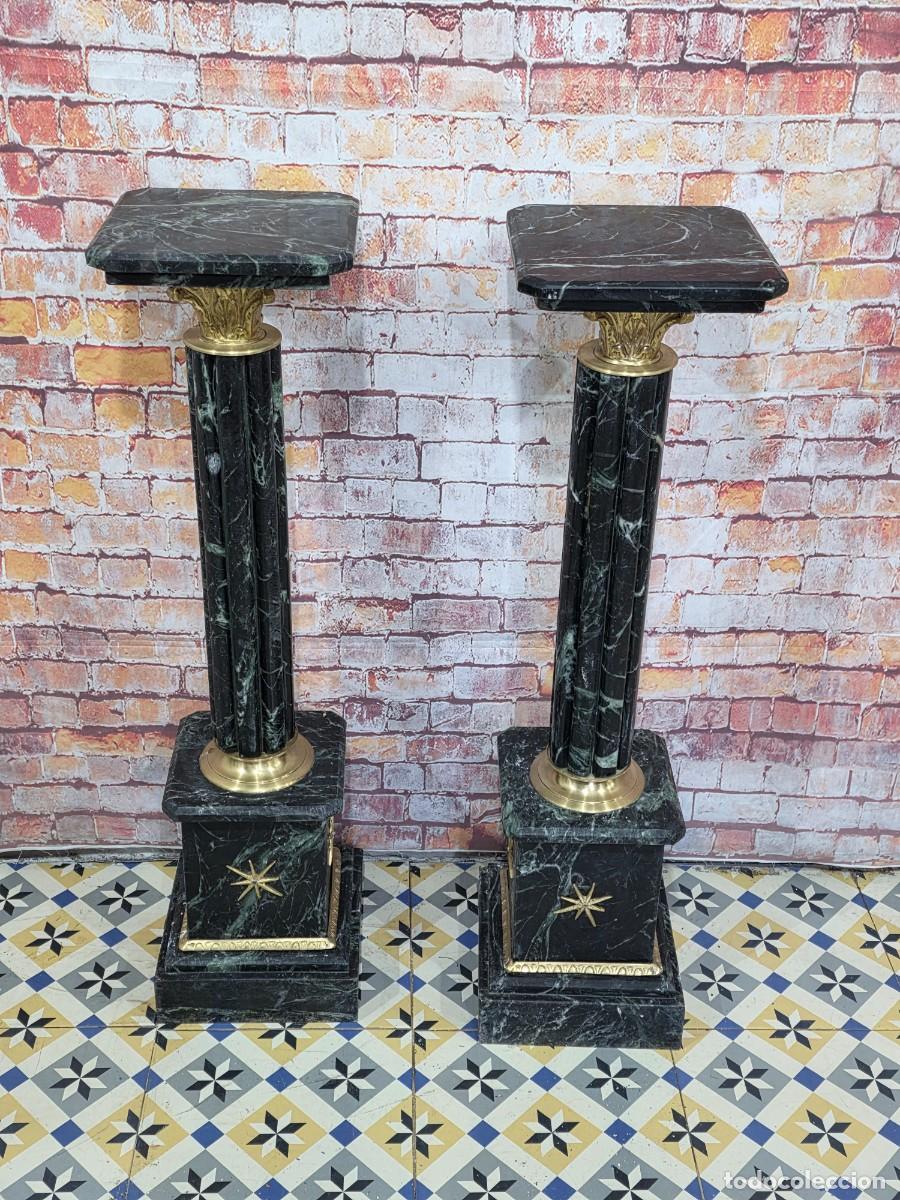 Antig&uuml;edades: Pareja de columnas de m&aacute;rmol y bronce - Foto 2