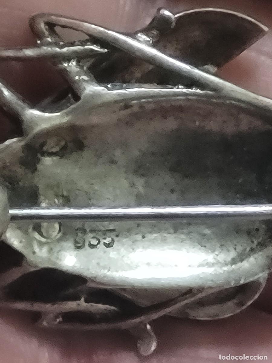 Antig&uuml;edades: BROCHE DE PLATA MOSCA ESMALTADO Y CON MARQUESITAS - Foto 5