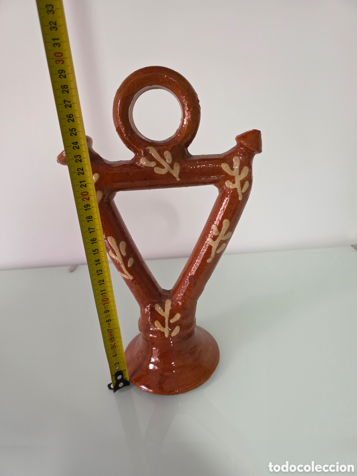 Antig&uuml;edades: Botijo triangular vidriado escaso - Foto 2