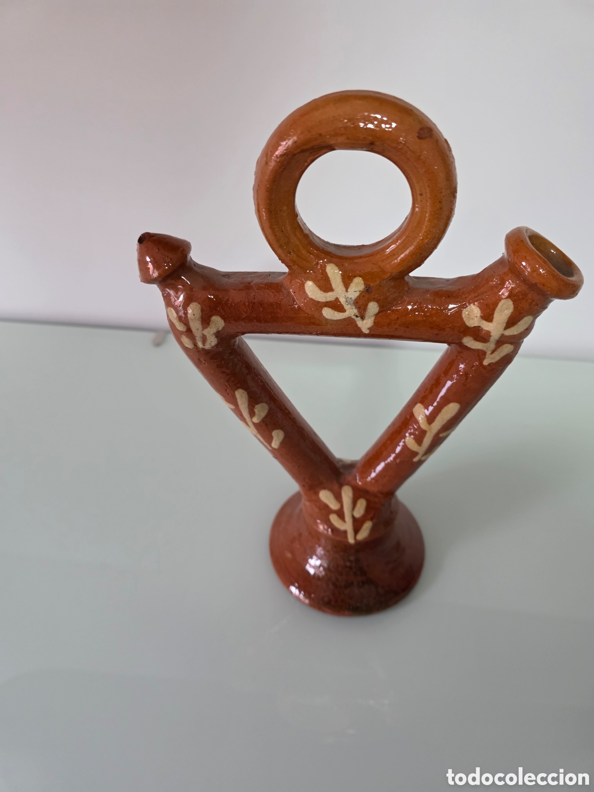 Antig&uuml;edades: Botijo triangular vidriado escaso - Foto 3