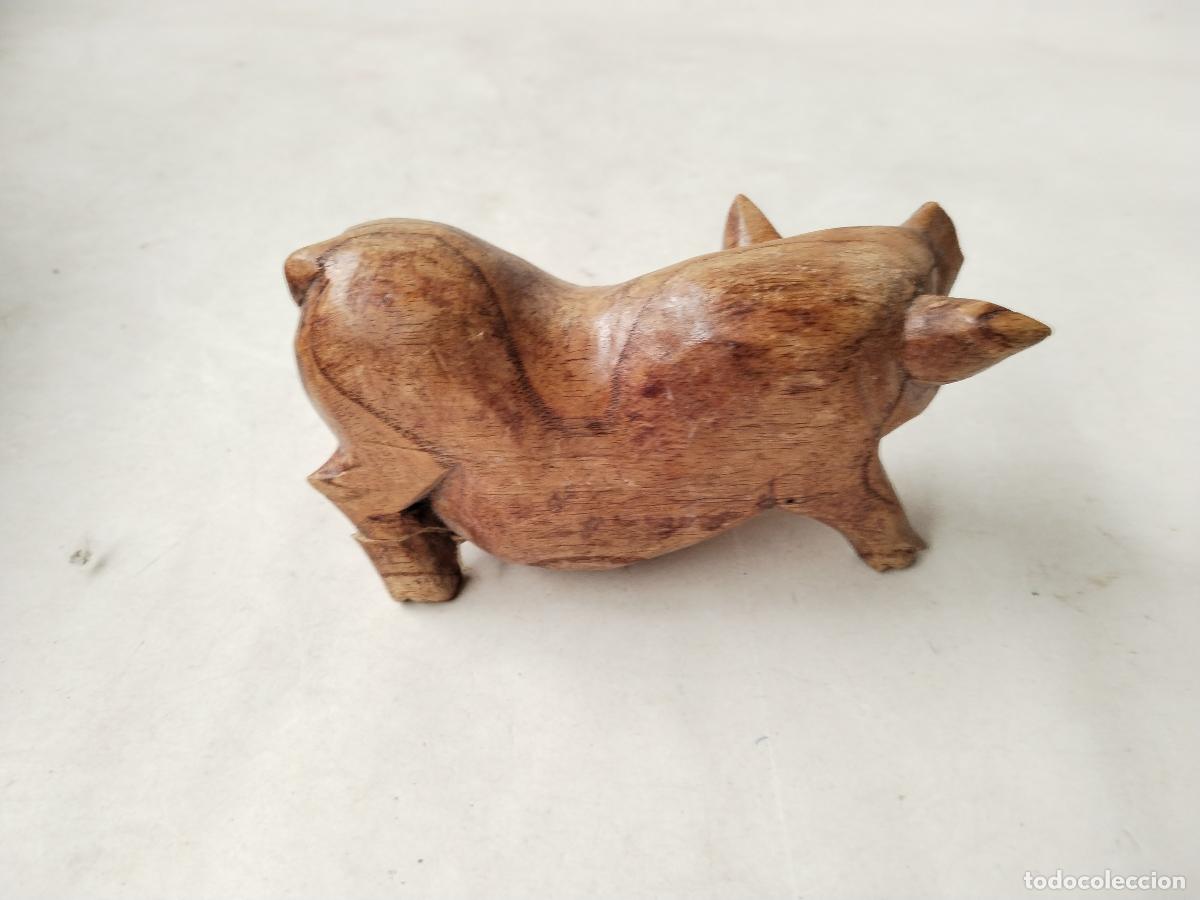 Antig&uuml;edades: cerdo figura de madera - c180 - Foto 2