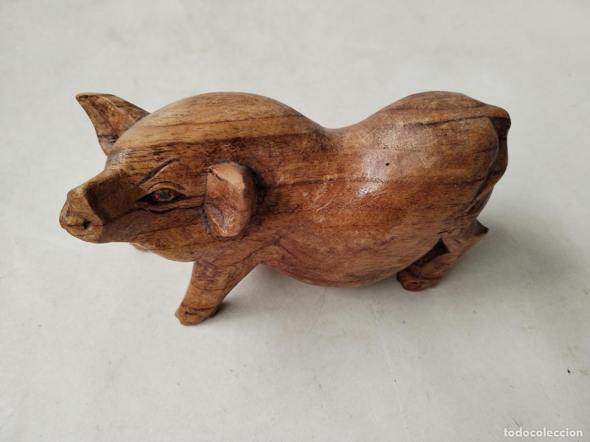 Antig&uuml;edades: cerdo figura de madera - c180 - Foto 3