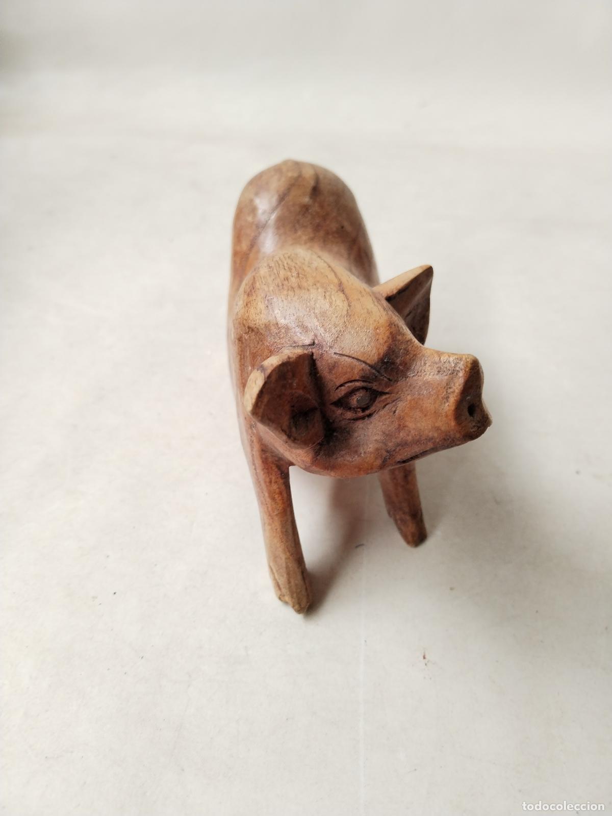 Antig&uuml;edades: cerdo figura de madera - c180 - Foto 4
