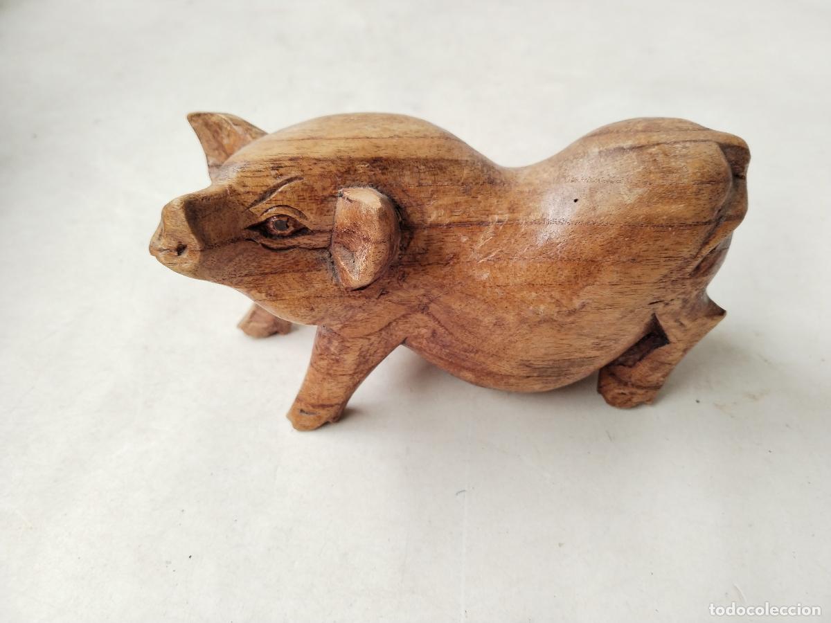 Antig&uuml;edades: cerdo figura de madera - c180 - Foto 5