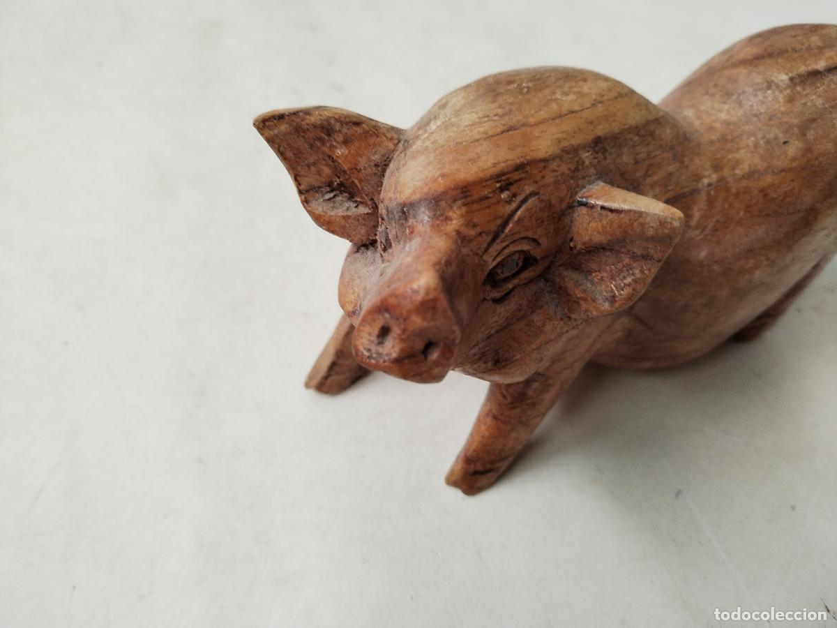 Antig&uuml;edades: cerdo figura de madera - c180 - Foto 6