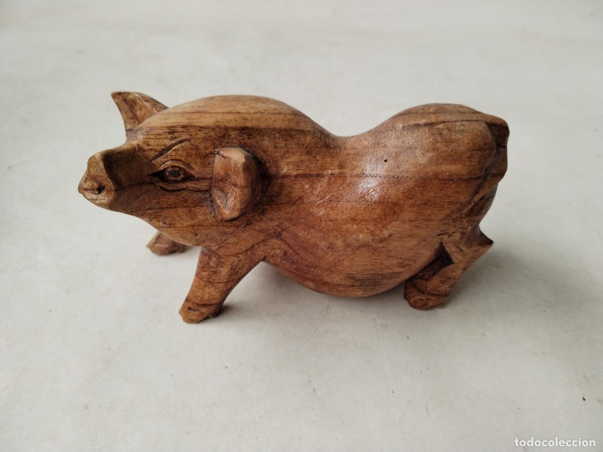 Antig&uuml;edades: cerdo figura de madera - c180 - Foto 1