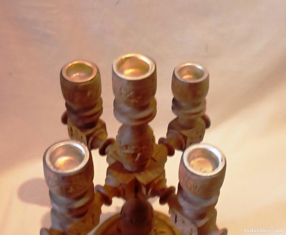 Antig&uuml;edades: Candelabro de madera tallada - Foto 4