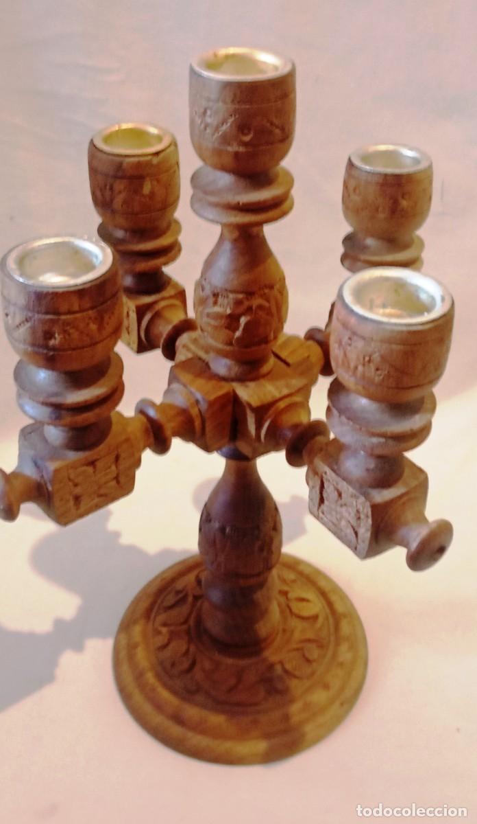 Antig&uuml;edades: Candelabro de madera tallada - Foto 7