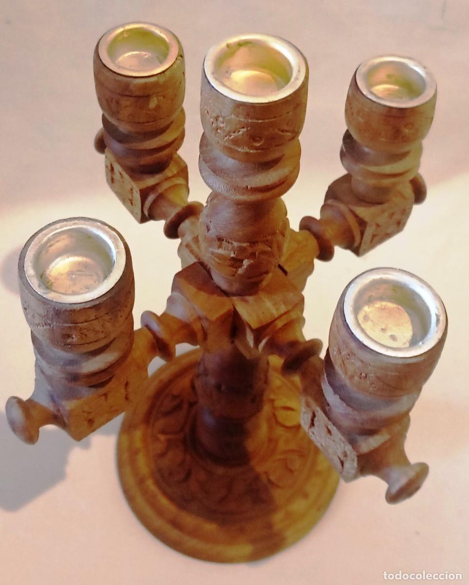 Antig&uuml;edades: Candelabro de madera tallada - Foto 8