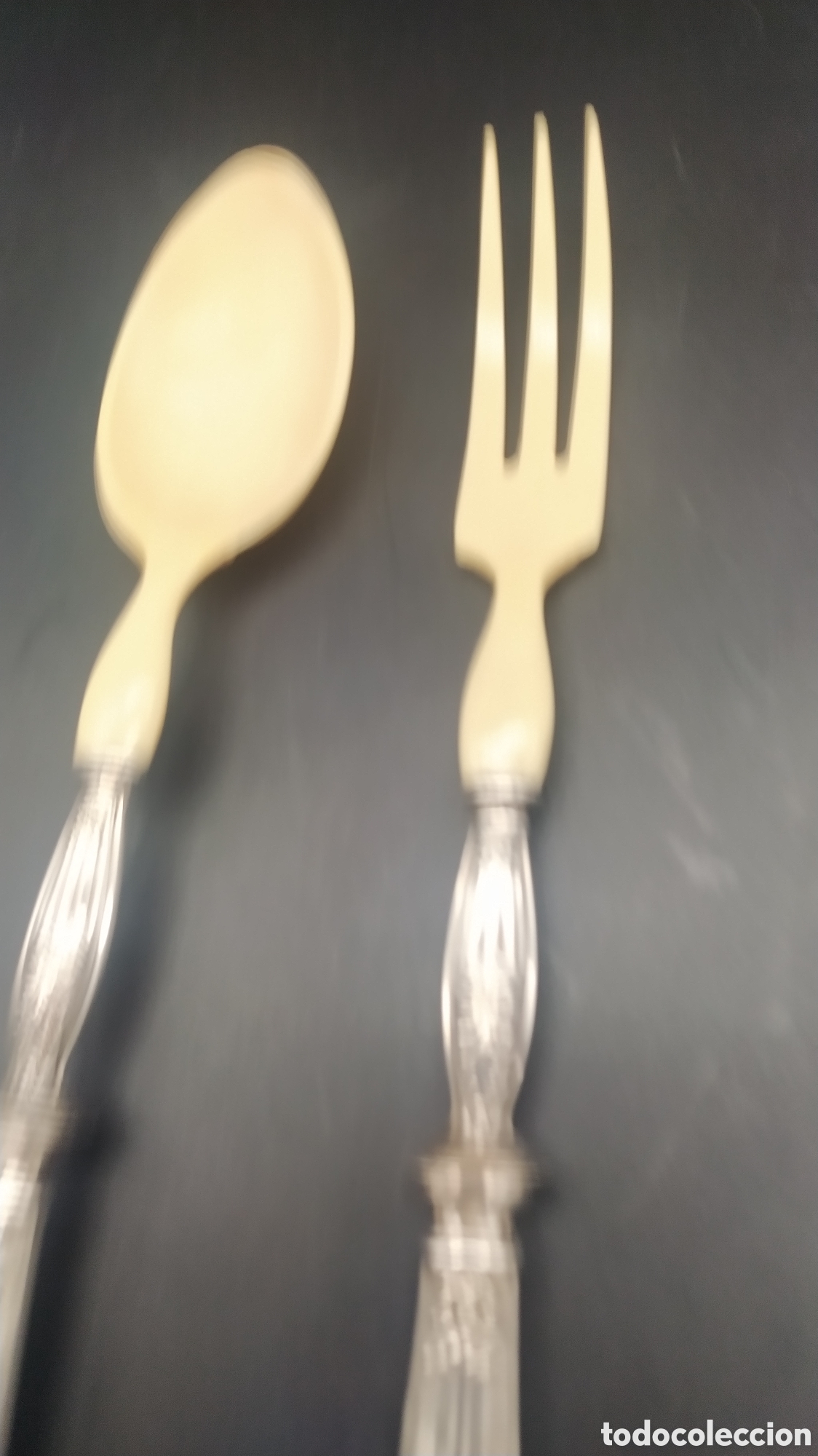 Antig&uuml;edades: Cubiertos de servir de plata antiguos. - Foto 12