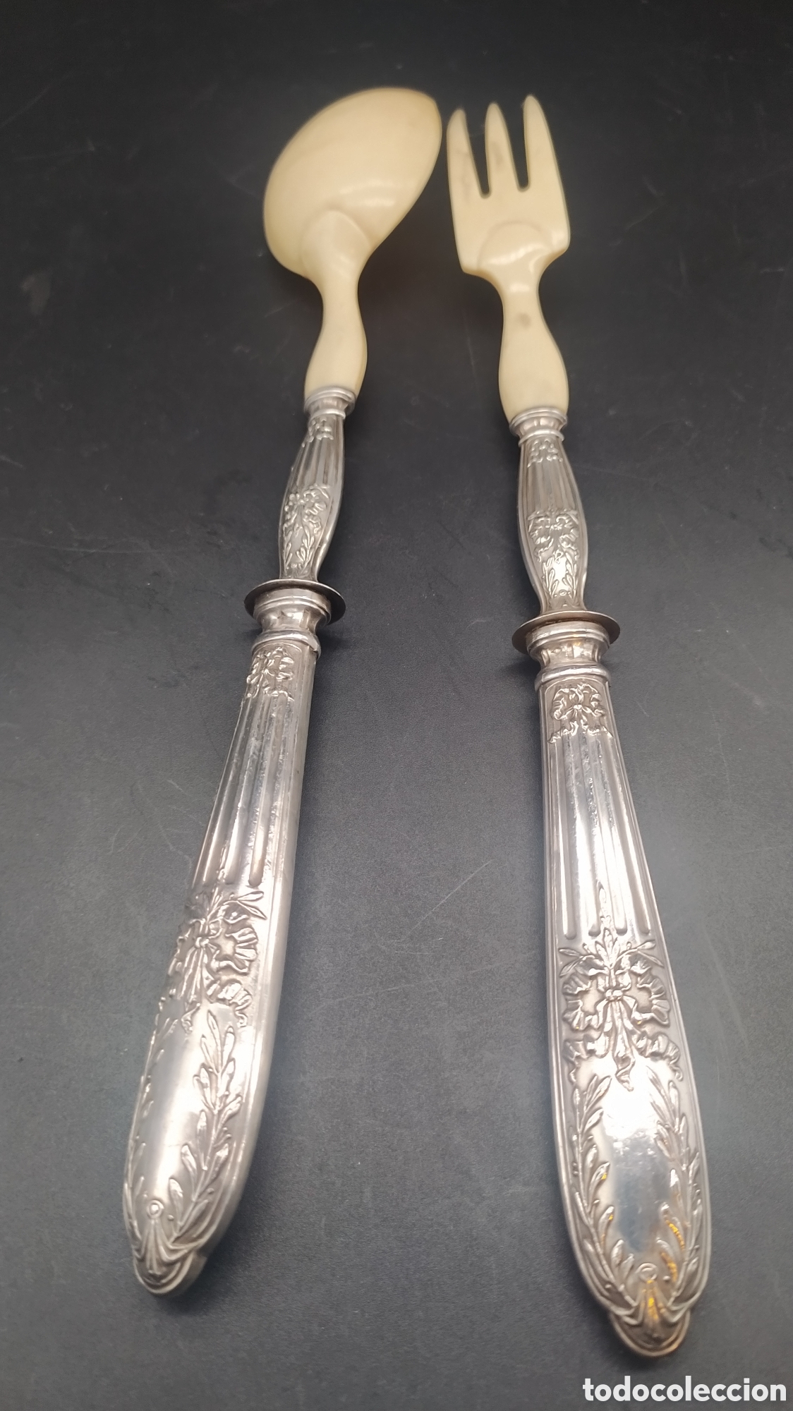 Antig&uuml;edades: Cubiertos de servir de plata antiguos. - Foto 14