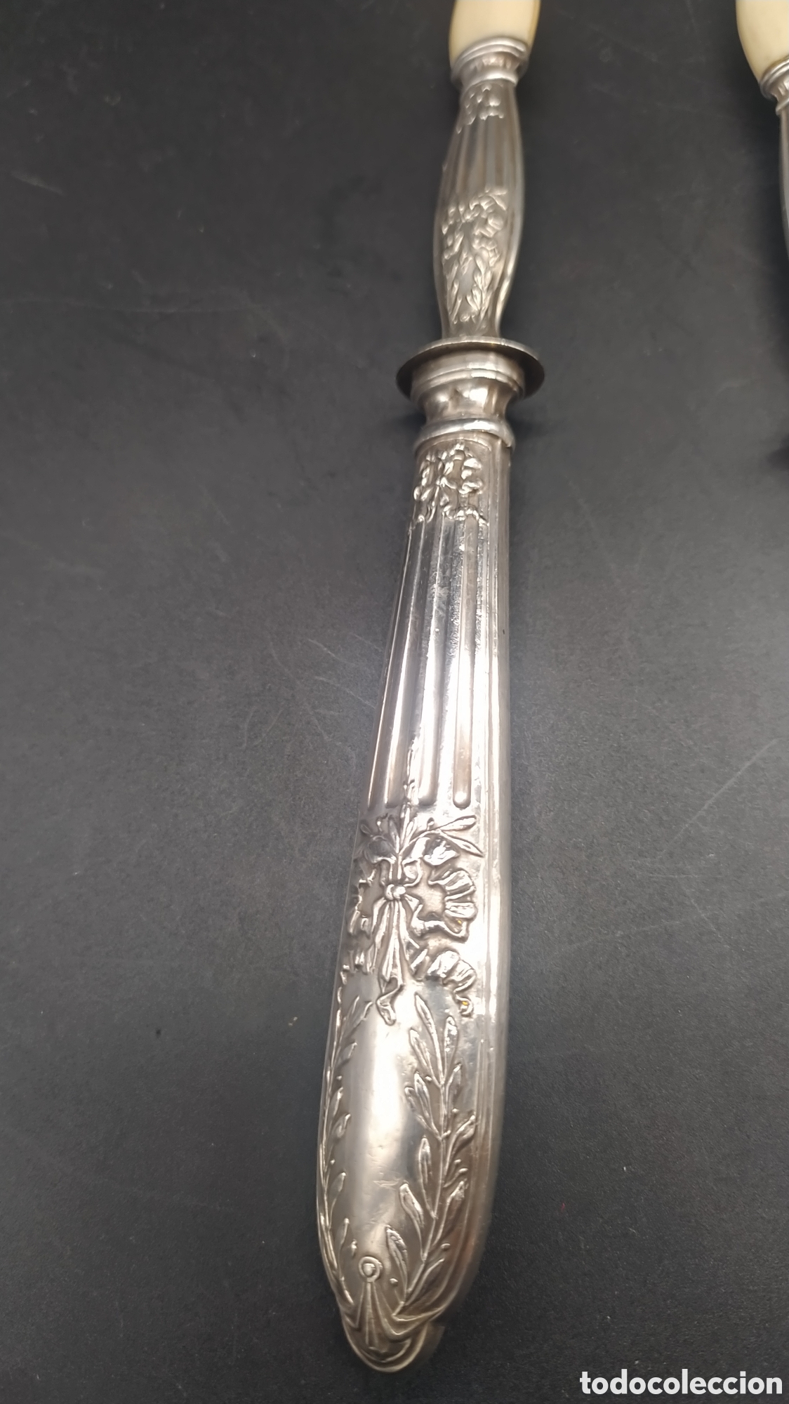 Antig&uuml;edades: Cubiertos de servir de plata antiguos. - Foto 15