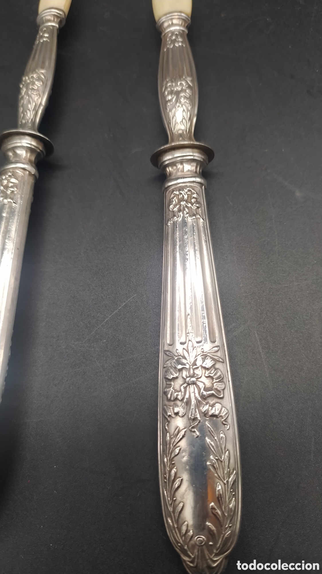 Antig&uuml;edades: Cubiertos de servir de plata antiguos. - Foto 16