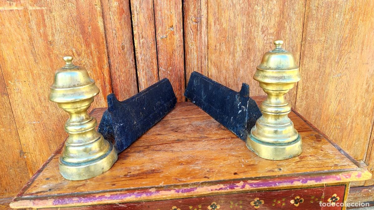 Antig&uuml;edades: Pareja de morillos de hierro y bronce - Foto 3