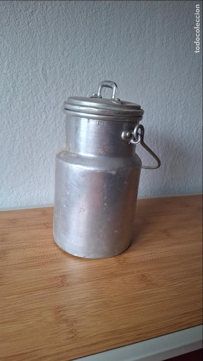 Antig&uuml;edades: LECHERA DE ALUMINIO DE 1 LITRO DE CAPACIDAD - Foto 2