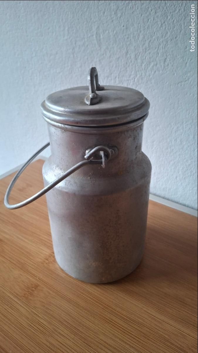 Antig&uuml;edades: LECHERA DE ALUMINIO DE 1 LITRO DE CAPACIDAD - Foto 4