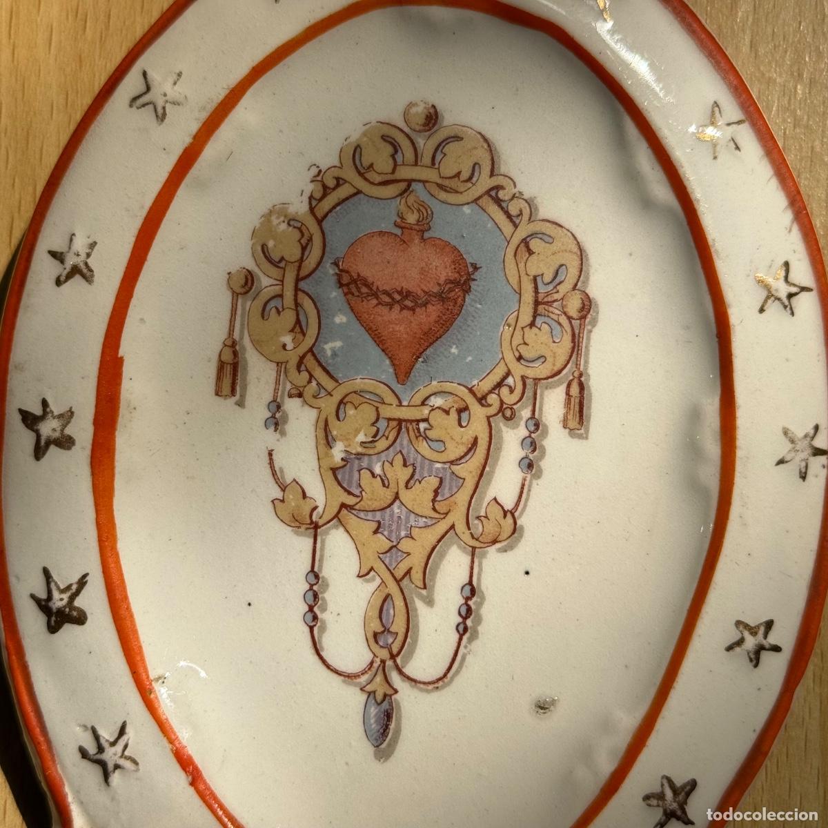 Antig&uuml;edades: Benditera Sagrado Coraz&oacute;n - S. XIX - Foto 2