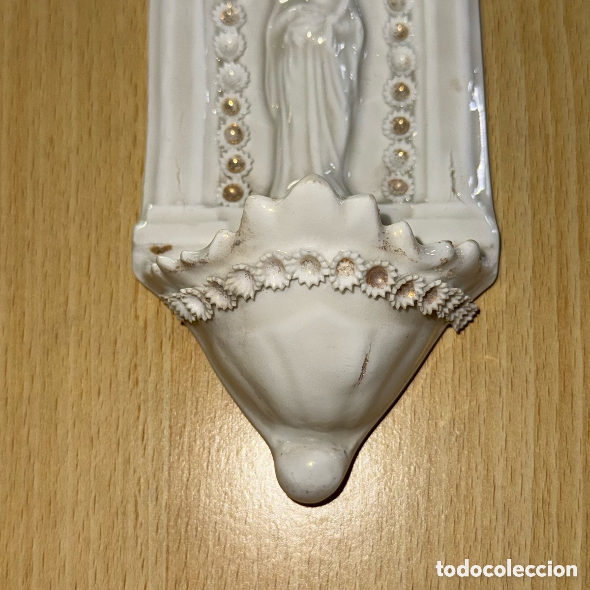Antig&uuml;edades: Benditera - Virgen con ni&ntilde;o - S. XIX - Foto 3