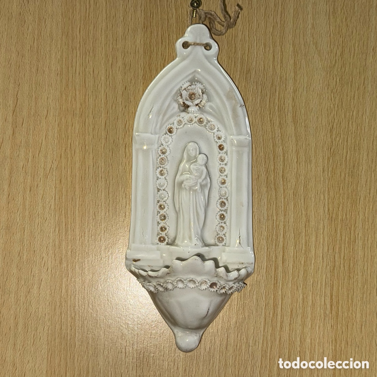 Antig&uuml;edades: Benditera - Virgen con ni&ntilde;o - S. XIX - Foto 1