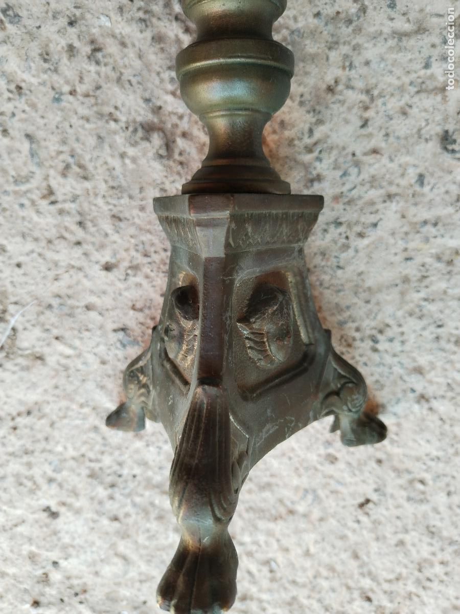 Antig&uuml;edades: candelabro de bronce con angeles - Foto 9